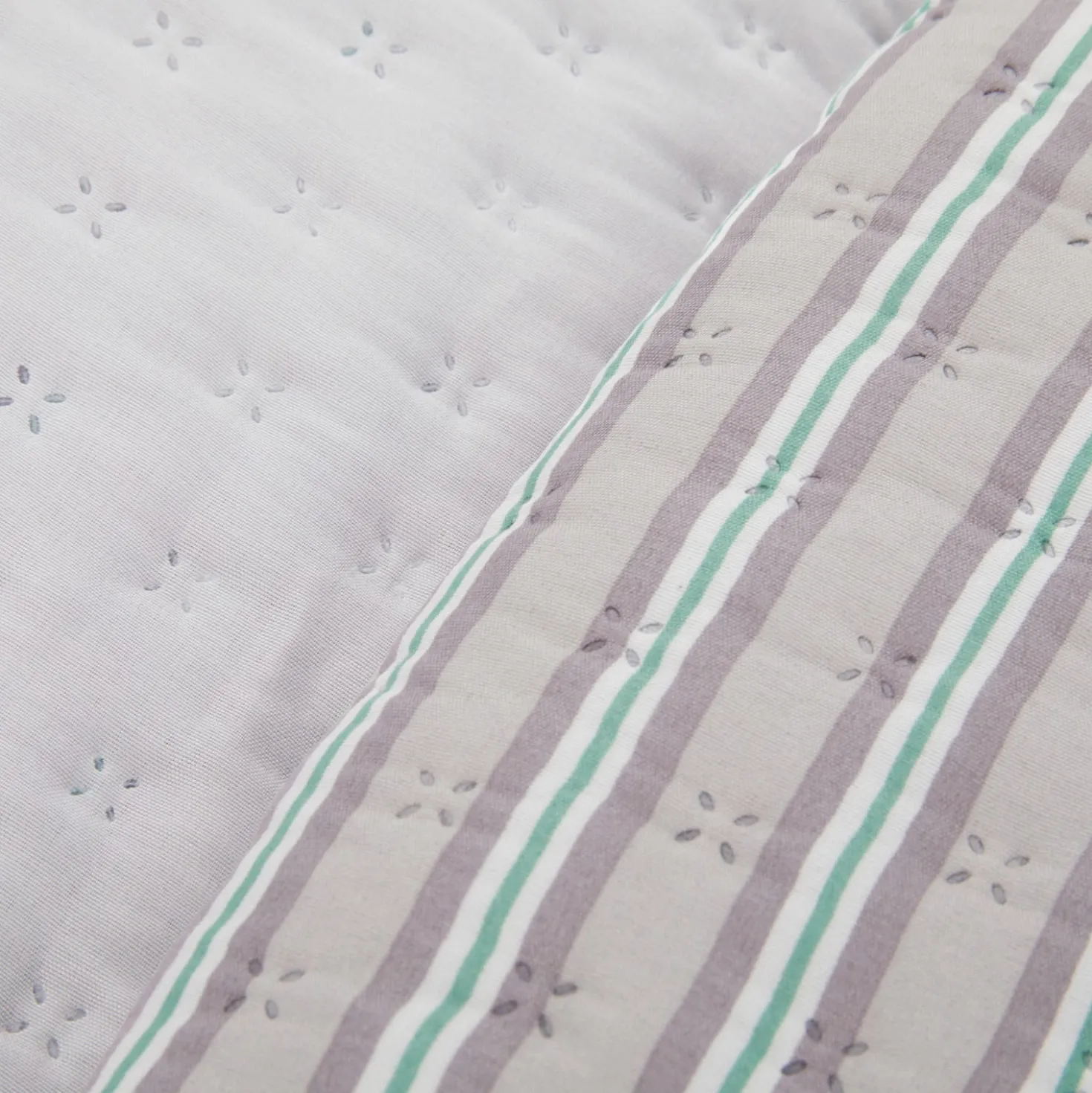 Trapuntino matrimoniale double face righe grigio