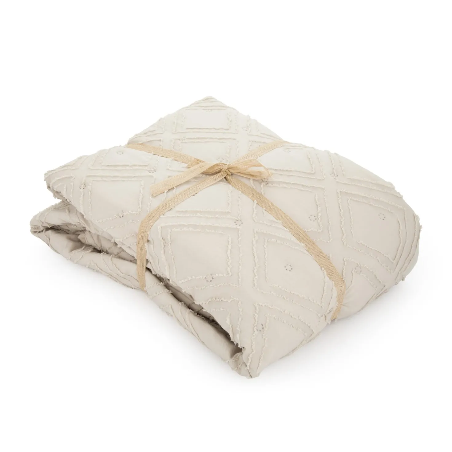 Trapuntino matrimoniale microfibra geometrico beige