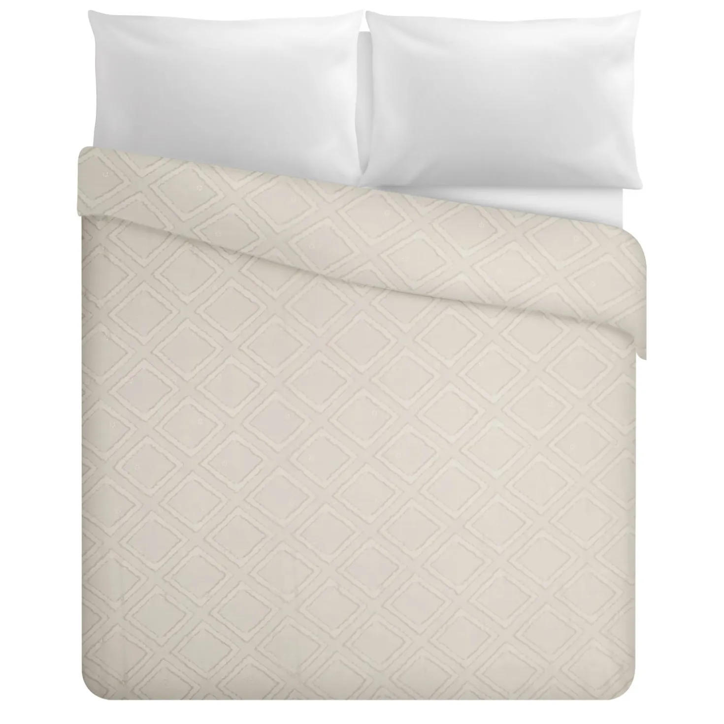 Trapuntino matrimoniale microfibra geometrico beige