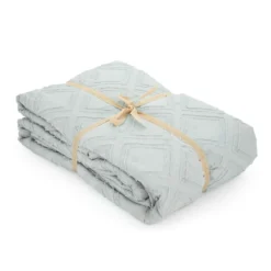 Trapuntino matrimoniale microfibra geometrico grigio