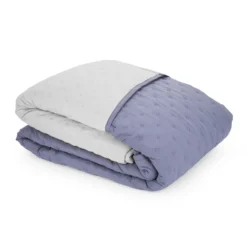 Trapuntino matrimoniale microfibra Water washed blu sabbia