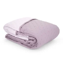 Trapuntino matrimoniale microfibra Water washed rosa malva