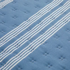Trapuntino matrimoniale righe blu microfibra
