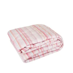 Trapuntino matrimoniale righe rosa cotone percalle