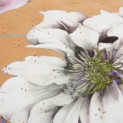 Trapuntino matrimoniale velluto ocra stampa Peonie