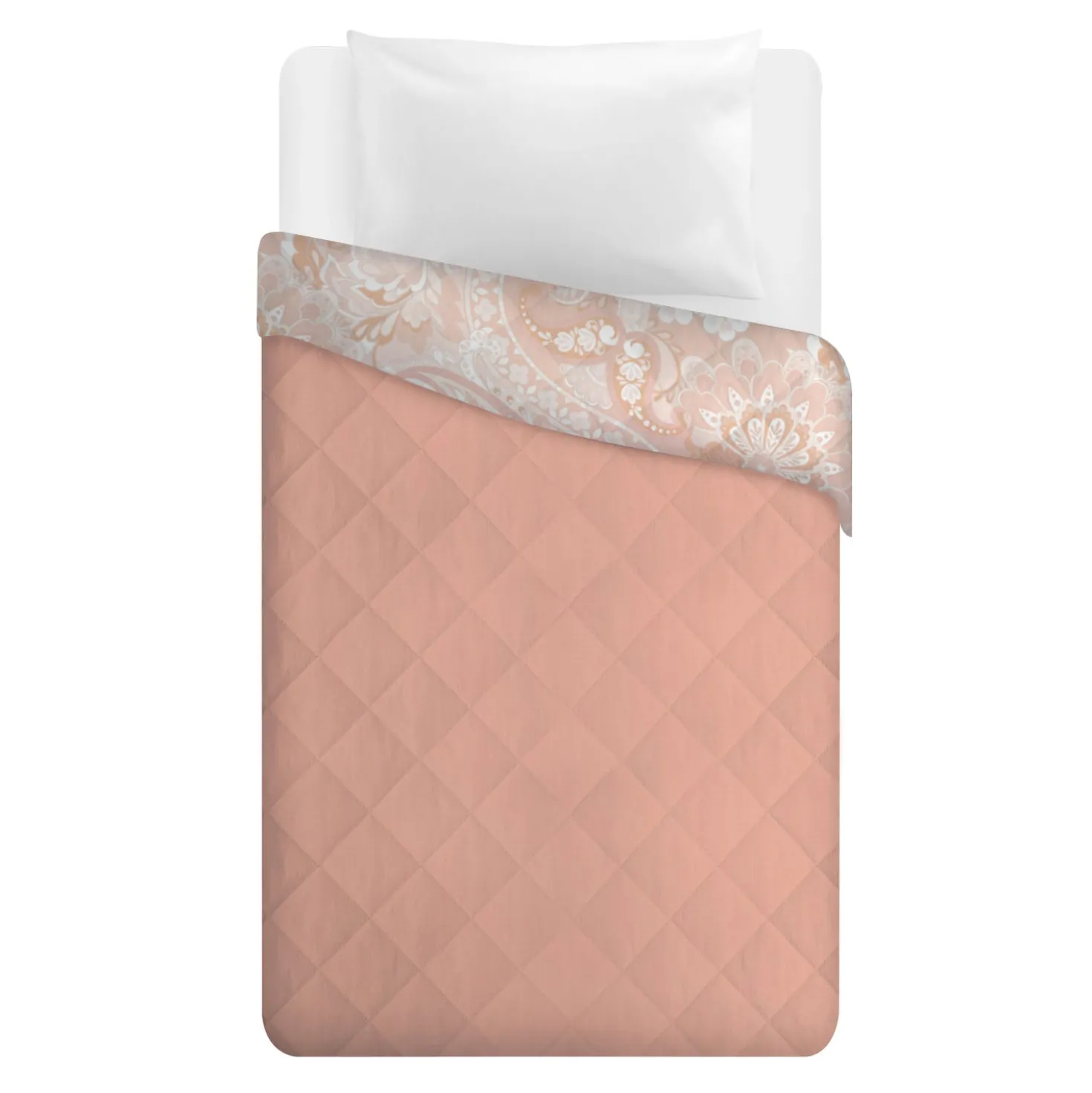 Trapuntino singolo double face paisley arancione
