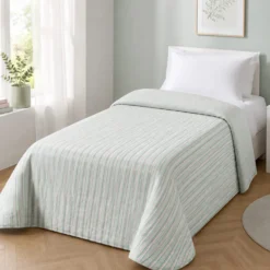 Trapuntino singolo microfibra double face righe verde