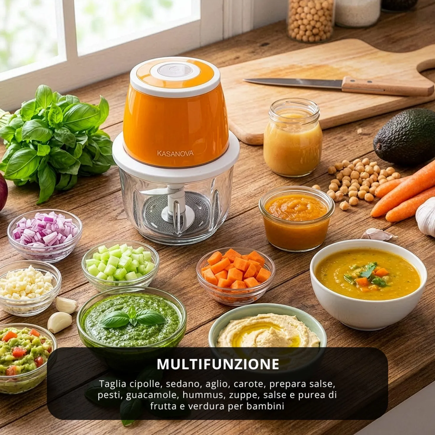 Tritatutto elettrico senza fili 300 ml arancione