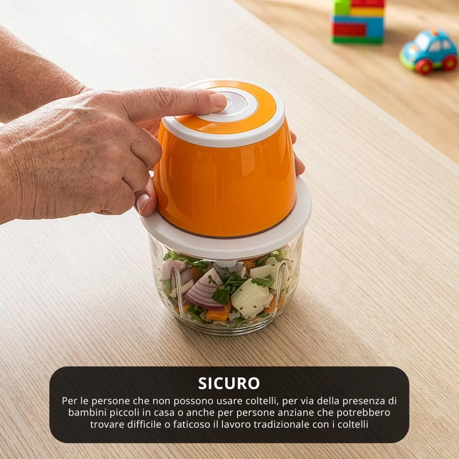 Tritatutto elettrico senza fili 300 ml arancione