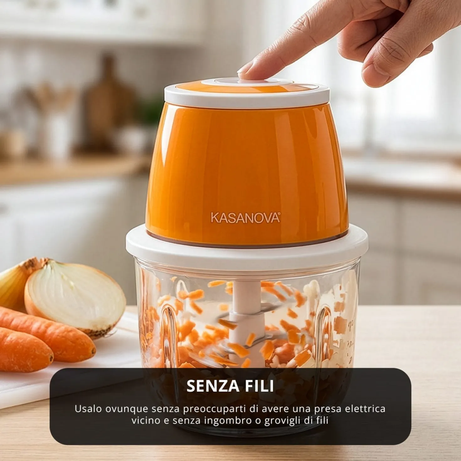 Tritatutto elettrico senza fili 300 ml arancione