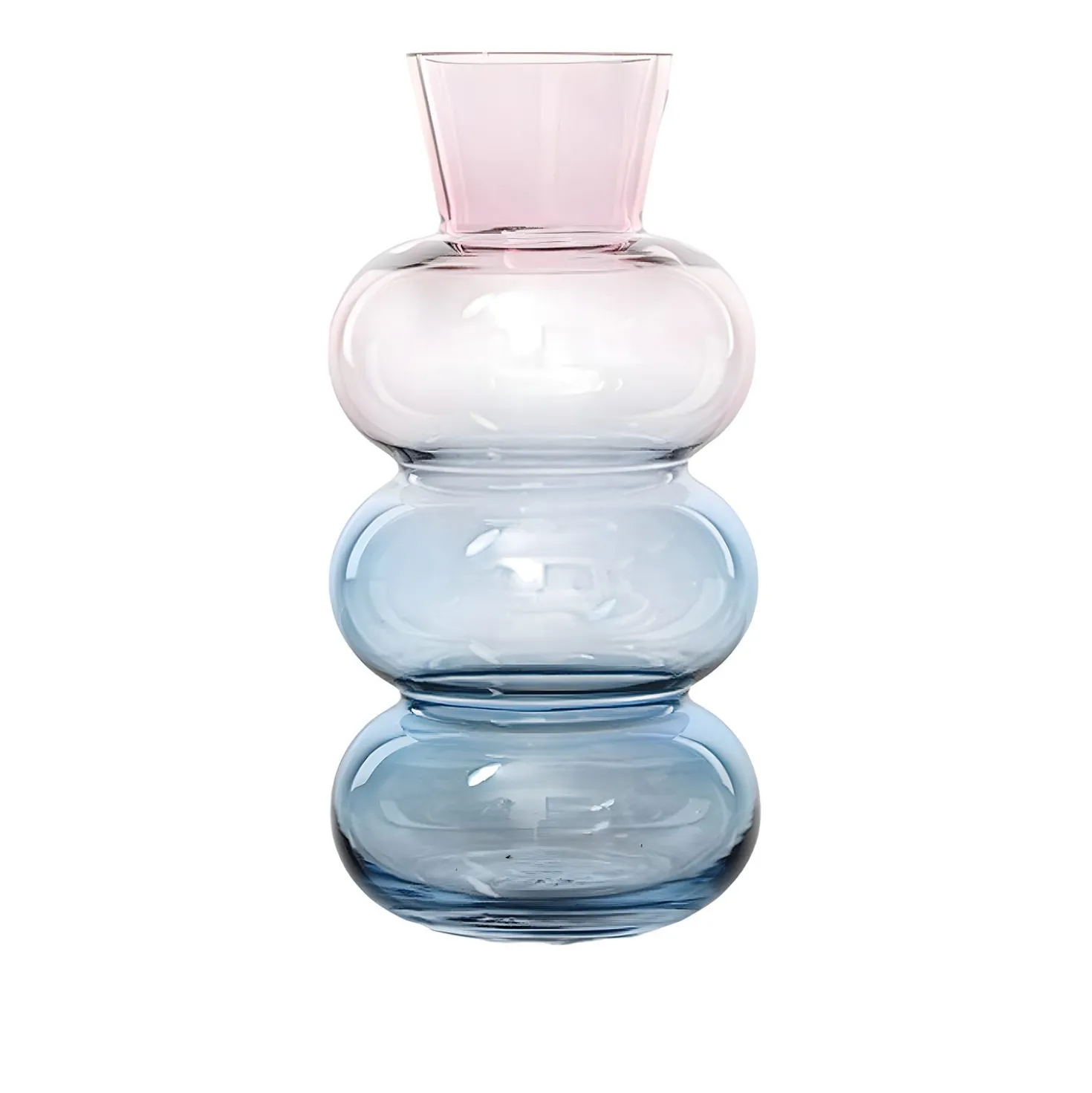Vaso arredo vetro 28 cm rosa e blu