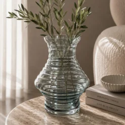 Vaso arredo vetro grigio 25 cm