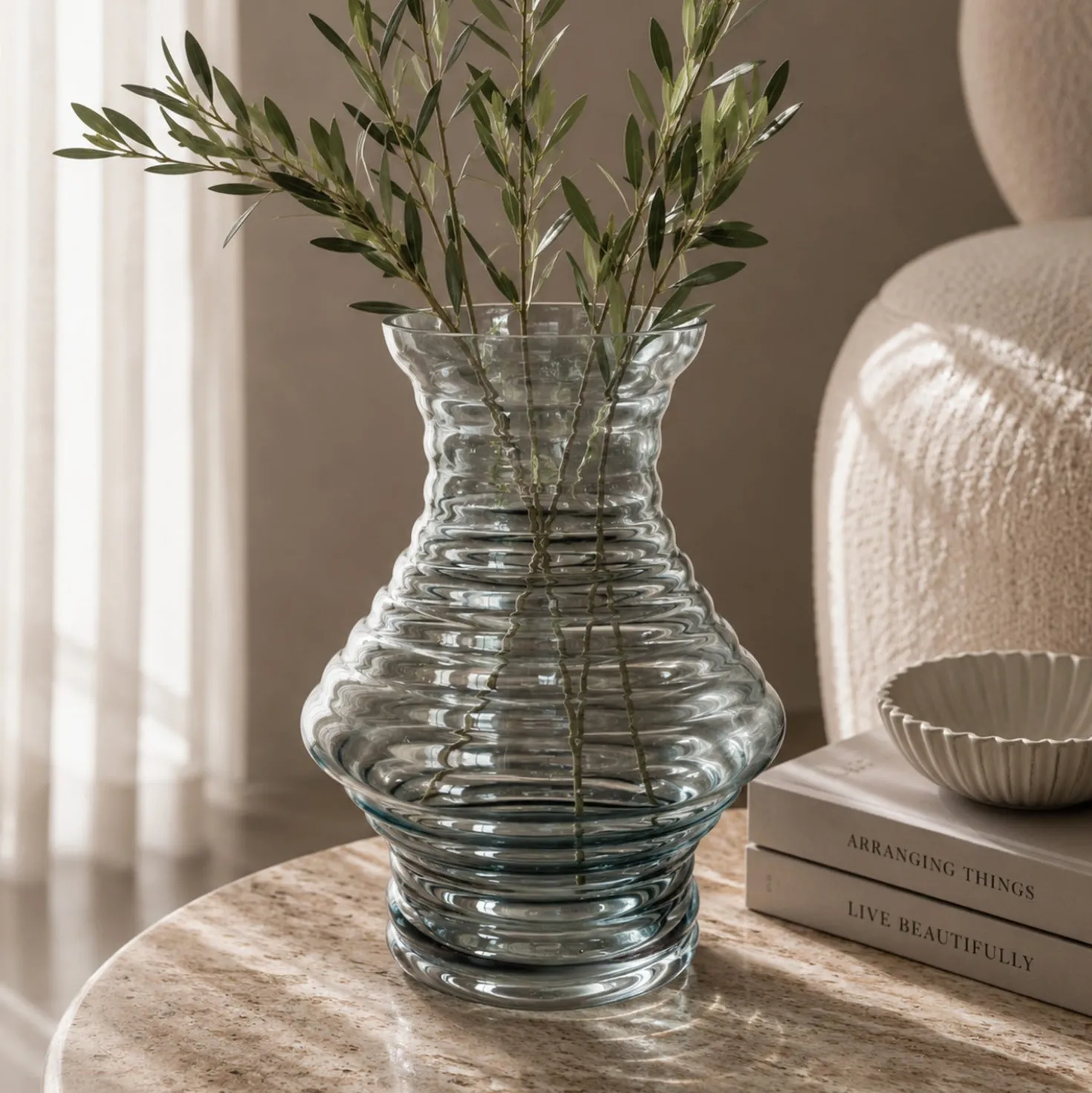 Vaso arredo vetro grigio 25 cm