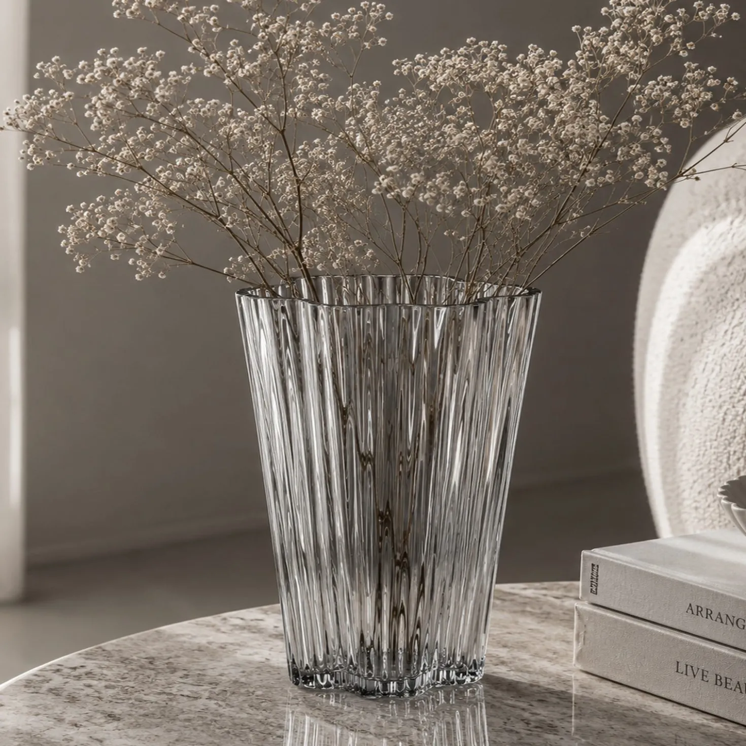 Vaso arredo vetro grigio 20 cm