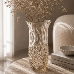 Vaso arredo vetro rosa chiaro 30 cm
