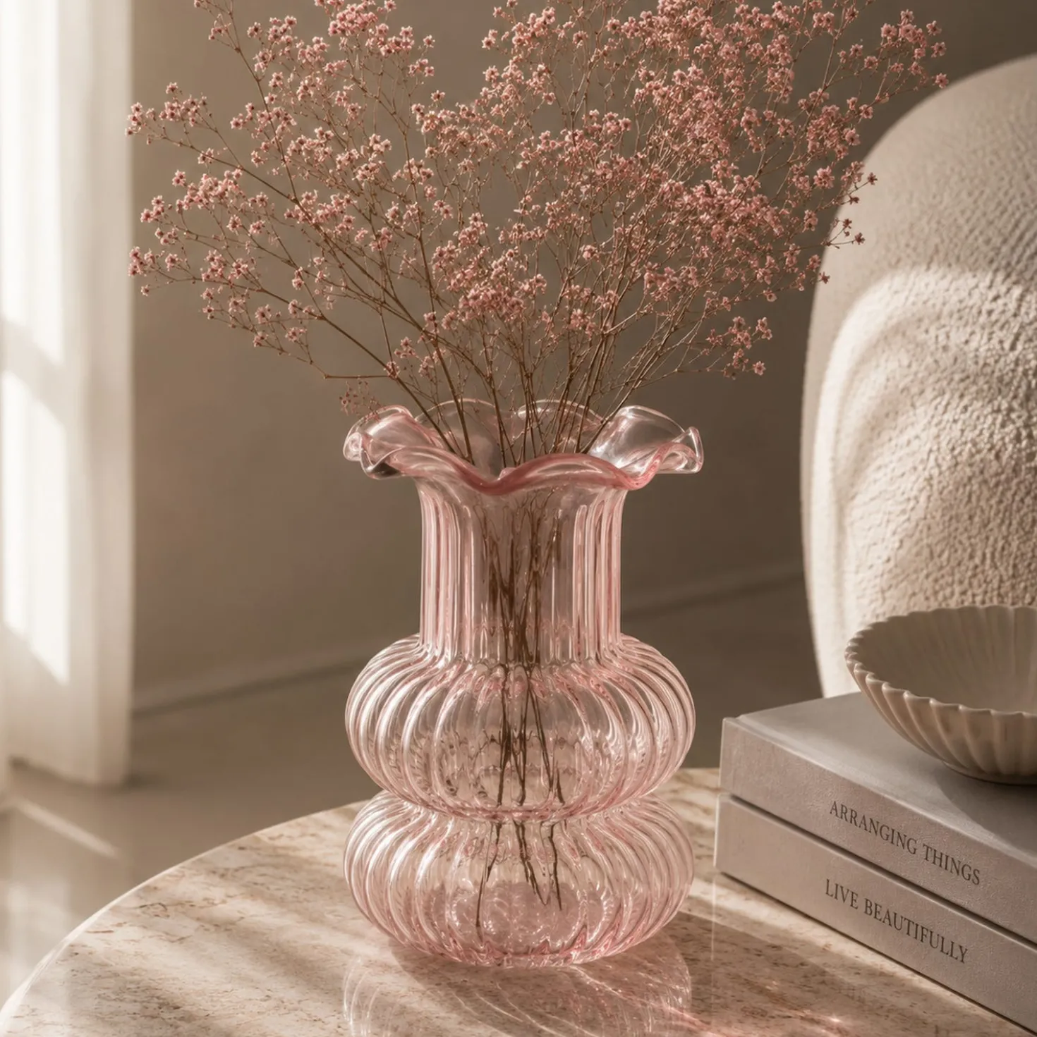 Vaso arredo vetro rosa 23 cm