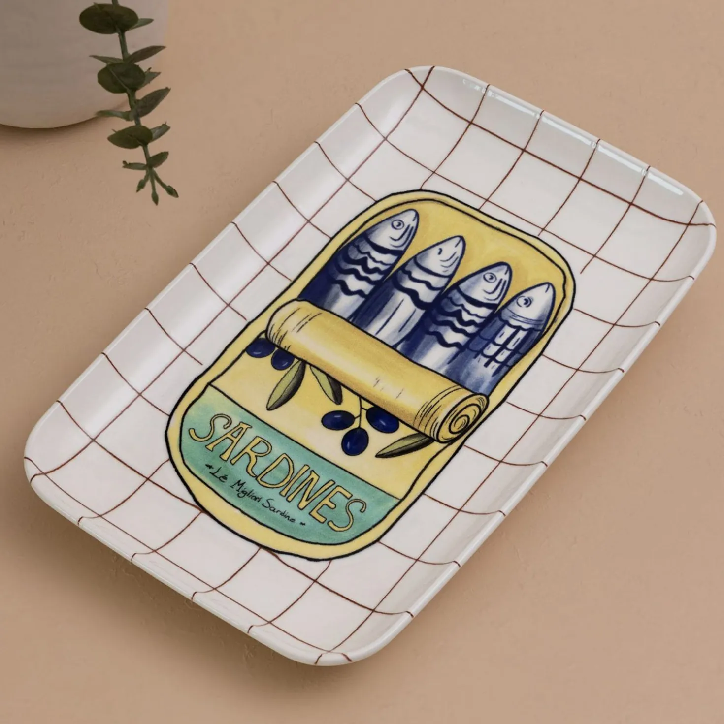 Vassoio sardine in ceramica 31x20 cm