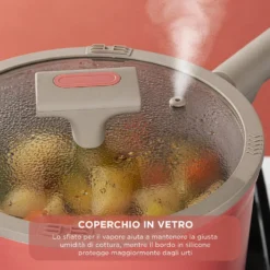 Wok 28 cm antiaderente ceramico Koral con coperchio