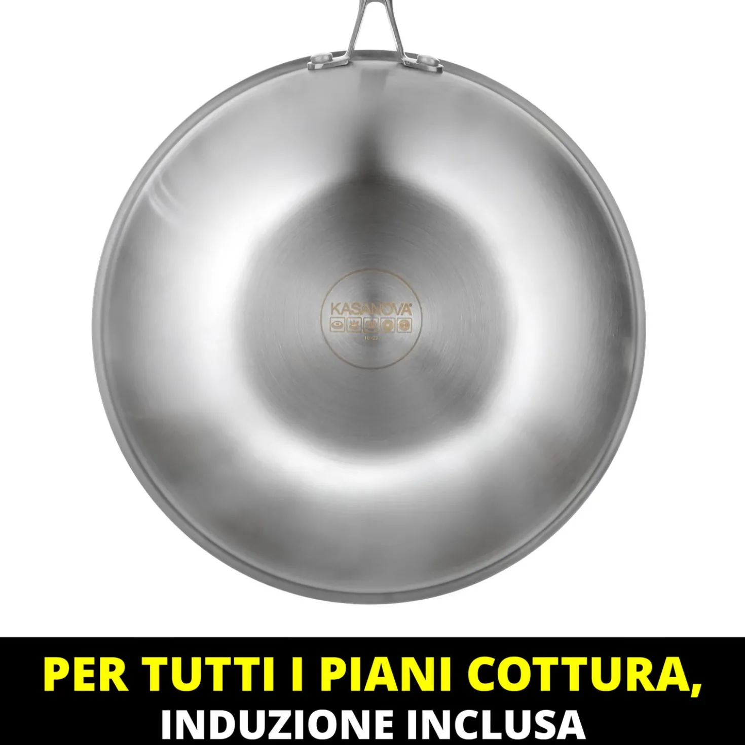Wok 28 cm con coperchio a 3 strati Tri - ply