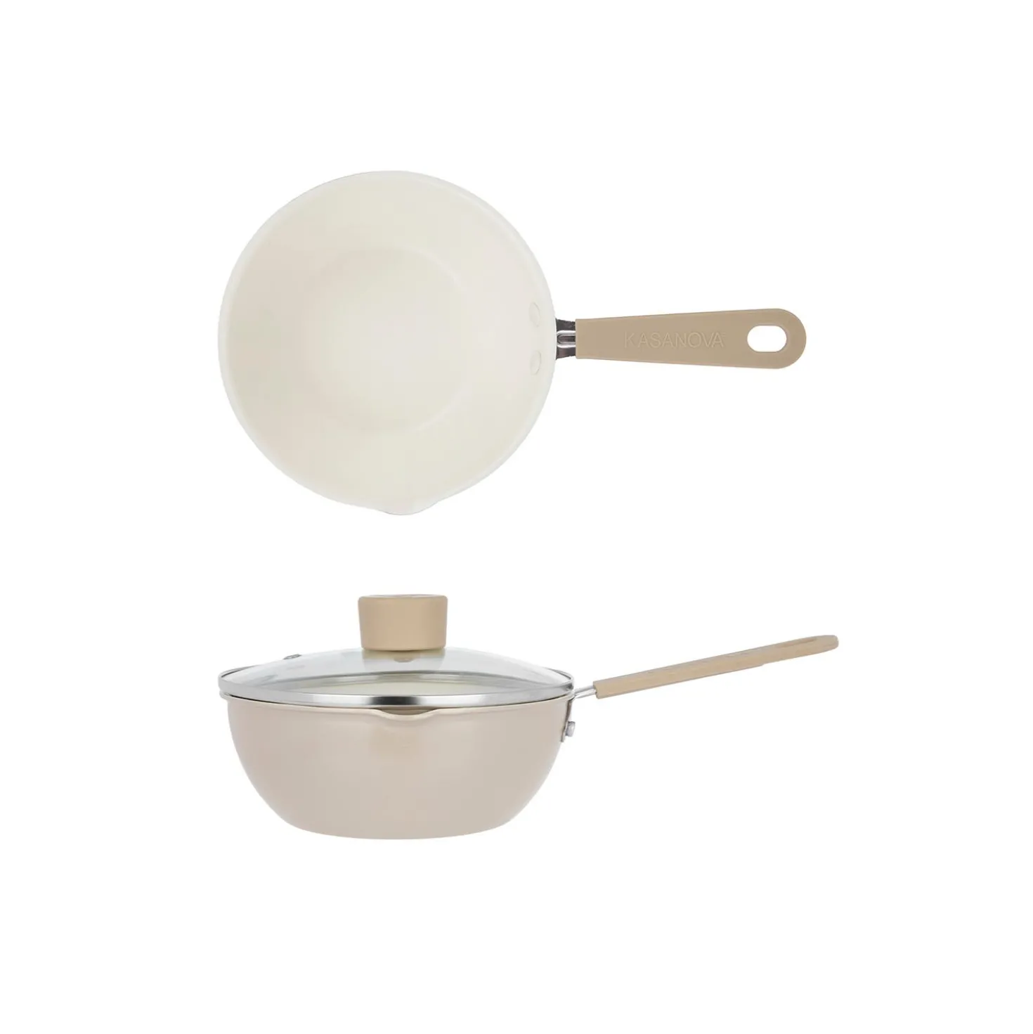Wok 16 cm Mini Fantasy con coperchio beige