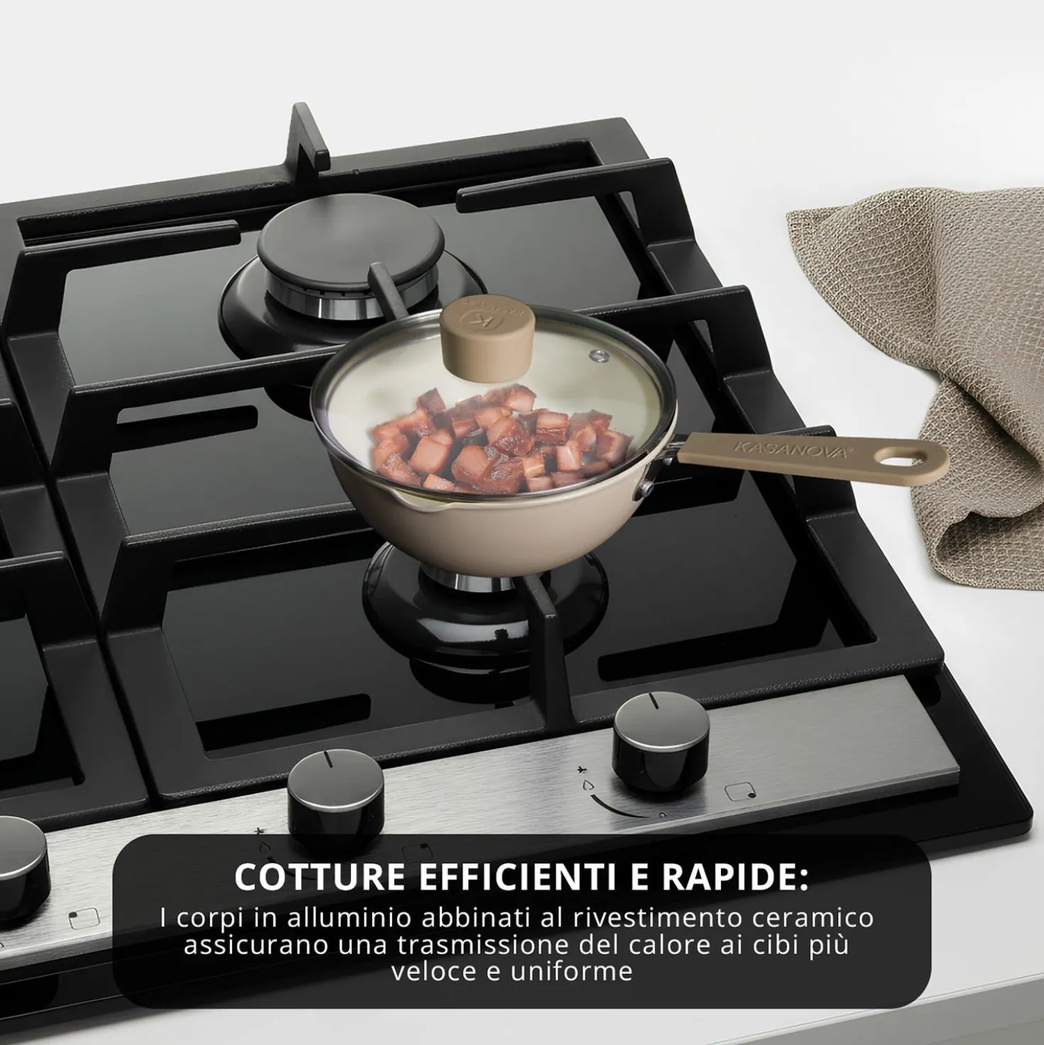 Wok 16 cm Mini Fantasy con coperchio beige