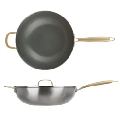 Wok 32 cm triplo strato Tri Ply - Gold con coperchio