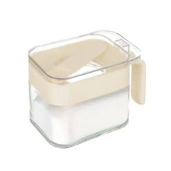 Zuccheriera in vetro 300 ml con cucchiaino bianco